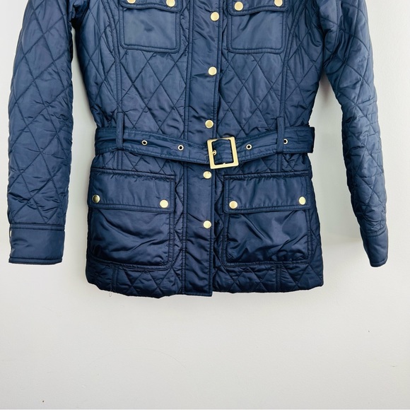 ❌SOLD ❌Banana Republic Navy Blue Quilted Patch Pocket Lightweight  Belted Jacket - Picture 7 of 15